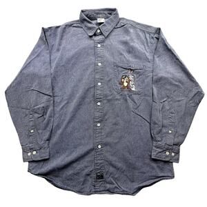 Vintage 1998 Looney Tunes Bugs Bunny Taz Long Sleeve Button Shirt Mens Medium